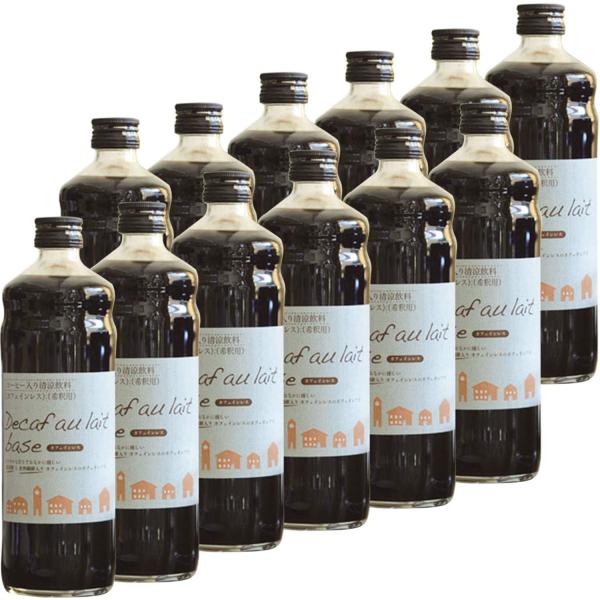 辻本珈琲 デカフェオレ ベース 600ml 12本 セット 加糖 カフェインレス リキッド 希釈 珈琲 アイス カフェオレ カフェオレの素 食物繊維入