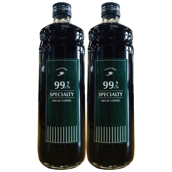 GrandVillage デカフェコーヒー カフェオレベース 4倍希釈 ボトル 1200ml (600ml×2本セット) 無添加 カフェインレス 無糖
