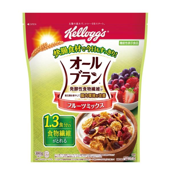 他サイト： ケロッグ オールブラン フルーツミックス 380g ×6袋 小麦ふすま シリアル 腸活 発酵性 食物繊維の商品画像