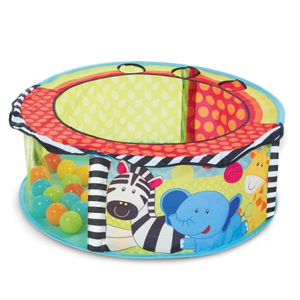 ELC社の「Sensory Ball Pit」は、可愛い動物や模様がデザインされたボールプールです。5色のカラフルなボールが20個セットになっているので、すぐに楽しめます。組み立ても簡単！お子様が1〜2人入れるちょうどいいサイズで、場所をと...