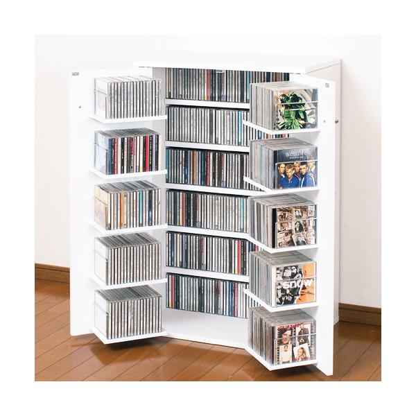 送料無料 書棚 AV収納 収納名人 （CDラック） ホワイト 日本製