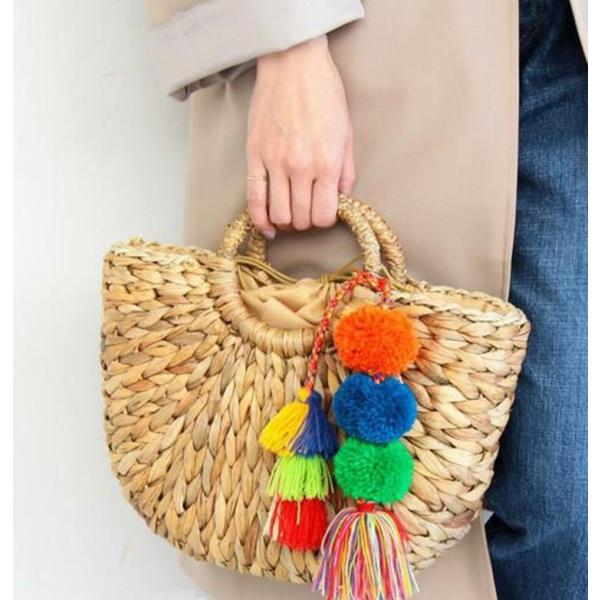 カゴバッグ ポンポンカゴバッグ タッセルバッグ トートバッグ カラフル タッセル付き 夏バッグ 籠バッグ レディース バスケット マルシェバッグ Buyee 日本代购平台 产品购物网站大全 Buyee一站式代购 Bot Online