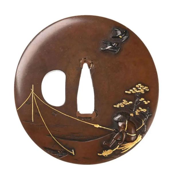 鍔・鐔 好流軒 岩本寛利花押 鳴子図鍔【特別保存刀装具】刀装具