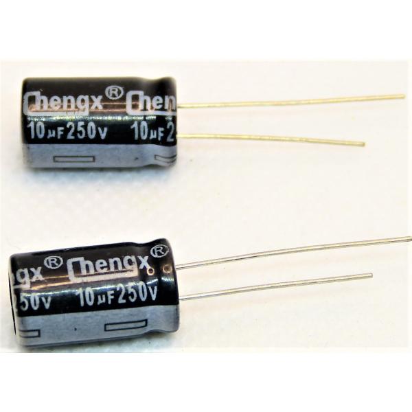 電解コンデンサ 250v 10μF 105°C 1個（250v 10uf） : かすかべでんき