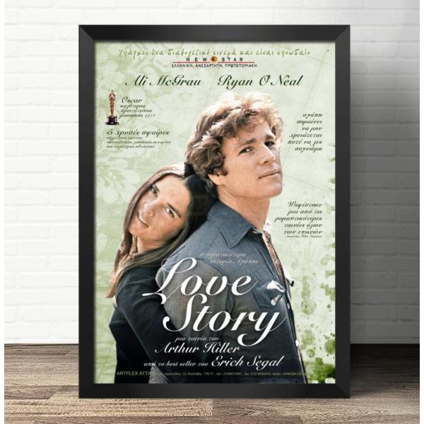 『ある愛の詩』 love story 映画ポスター アートフレーム 木枠 立て掛け 壁掛け 額縁透明シート付 34X44cm