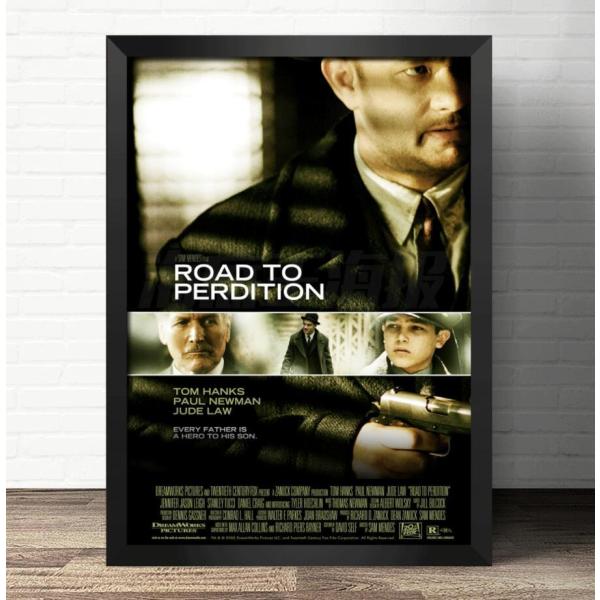 『ロード・トゥ・パーディション』 Road to Perdition 映画ポスター 木枠 立て掛け 壁掛け 額縁透明シート付 34X44cm