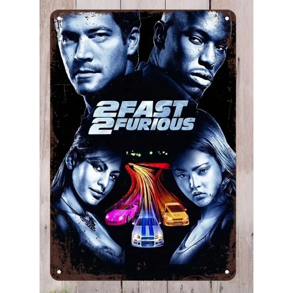 『ワイルドスピード2』映画ポスター　 メタルサイン　ブリキ看板　インテリア雑貨　お部屋　お店　バー　飾り物　