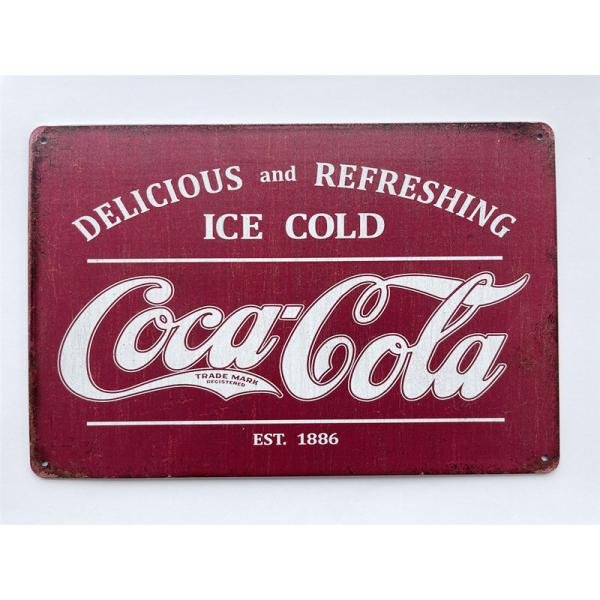 コカコーラ Coca-Cola  USA アメリカ雑貨★レトロ調★アメリカンブリキ看板/飾り/バー/レストラン/カフェ/喫茶店/20cm*30cm