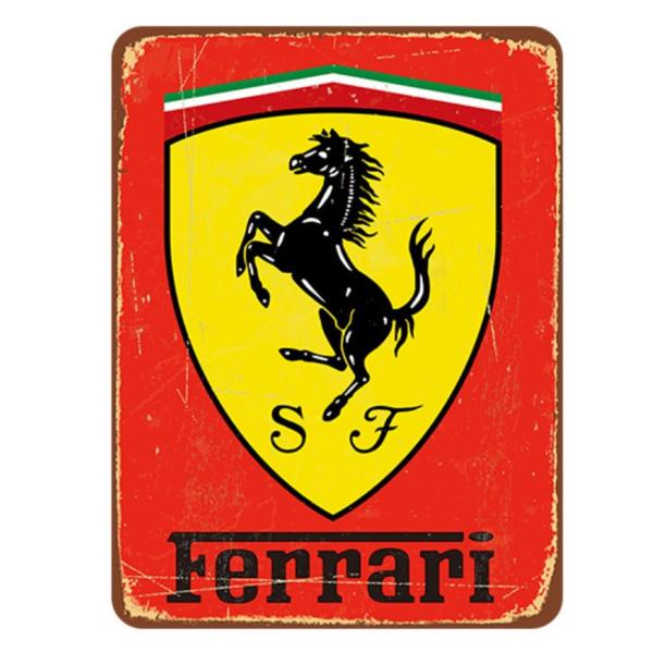 車  フェラーリ (Ferrari ★レトロ調★メタルサイン　アメリカンブリキ看板/飾り/バー/レストラン/カフェ/喫茶店 アメリカ雑貨　20cm*30cm