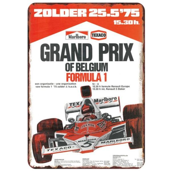 ベルギーグランプリ ベルギーGP  Belgian Grand Prix  F1 車  レトロ調　メタルサイン　アメリカ雑貨　ブリキ看板/バー/レストラン/カフェ/喫茶店 　20cm*30cm