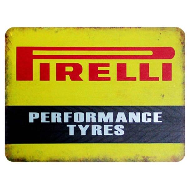ピレリ  Pirelli   タイヤ　レトロ調　メタルサイン　アメリカ雑貨　ブリキ看板/飾り/バー/レストラン/カフェ/喫茶店 　20cm*30cm