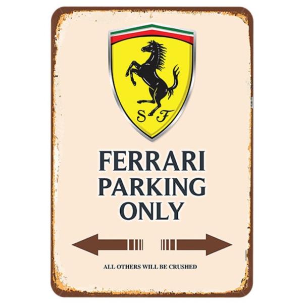 フェラーリ Ferrari　専用駐車場　注意看板　メタルサイン　インテリア　アメリカ雑貨　ブリキ看板 バー/レストラン/カフェ/喫茶店  　