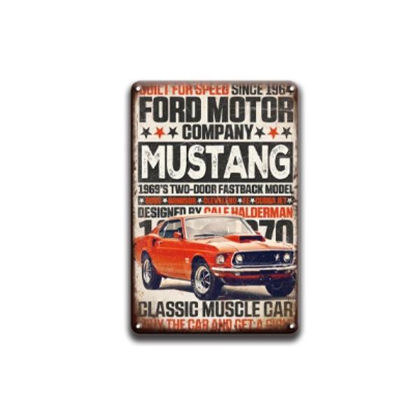 フォード・マスタング MUSTANG  車★レトロ調★メタルサイン　アメリカンブリキ看板/飾り/バー/レストラン/カフェ/喫茶店 アメリカ雑貨　20cm*30cm