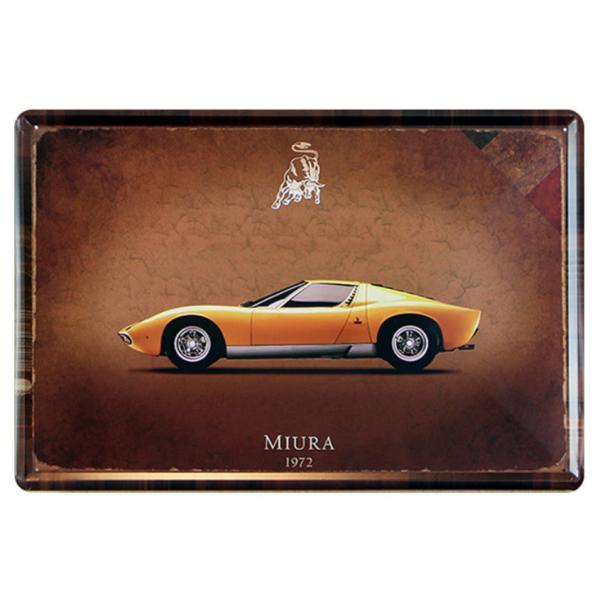 ランボルギーニ・ミウラ  1972  車 ★レトロ調★メタルサイン　アメリカンブリキ看板/飾り/バー/レストラン/カフェ/喫茶店 アメリカ雑貨　20cm*30cm