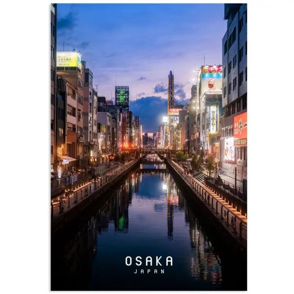 大阪　ブリキ看板  雑貨　都市建築風景   ★レトロ調★/飾り/バー/レストラン/カフェ/喫茶店/20cm*30cm
