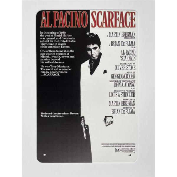 『スカーフェイス』Scarface 映画ポスター アメリカ雑貨★レトロ調★メタルサイン ブリキ看板/飾り/バー/レストラン/カフェ/喫茶店/20cm*30cm