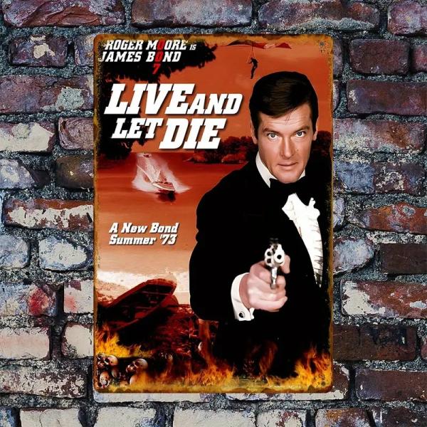 『007／死ぬのは奴らだ』1973年映画メタルポスター　ブリキ看板　インテリア雑貨　お部屋　お店　バー　飾り物　