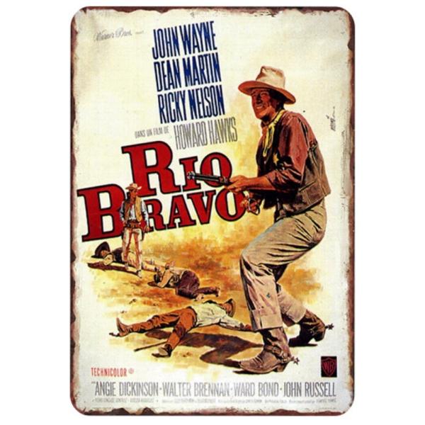 『リオ・ブラボー』Rio Bravo 西部劇 映画ポスター アメリカ雑貨 レトロ調 メタルサイン ブリキ看板 インテリア 20x30cm