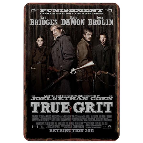 『トゥルー・グリット』 True Grit 西部劇 映画ポスター アメリカ雑貨 レトロ調 メタルサイン ブリキ看板 インテリア 20x30cm