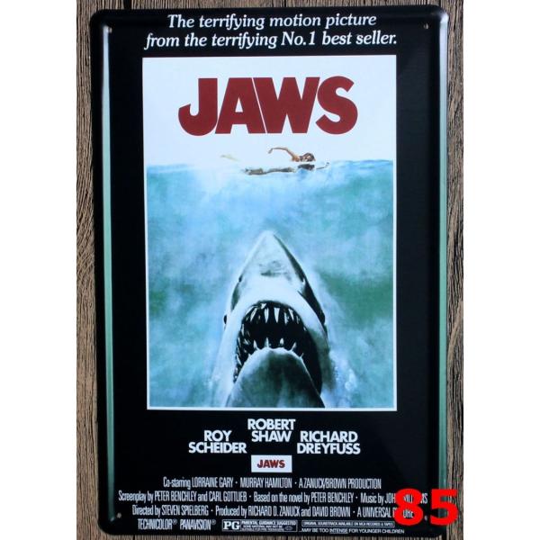 『JAWS/ジョーズ』 映画ポスター　アメリカ雑貨　レトロ調　メタルサイン　ブリキ看板　インテリア　20x30cm