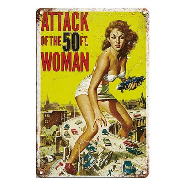 『妖怪巨大女』 Attack of the 50 Foot Woman 映画ポスター アメリカ雑貨 レトロ調 メタルサイン ブリキ看板 インテリア 20x30cm