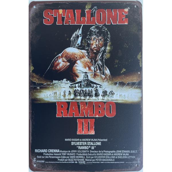 『ランボー3/怒りのアフガン』 Rambo III 映画ポスター アメリカ雑貨 レトロ調 メタルサイン ブリキ看板 インテリア 20x30cm
