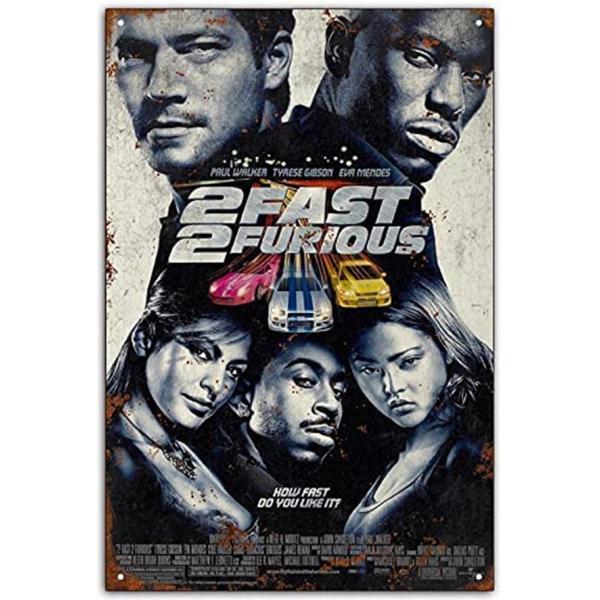 「ワイルド・スピード」  Fast & Furious シリーズ  映画ポスター　アメリカ雑貨　レトロ調　メタルサイン　ブリキ看板　インテリア　20x30cm