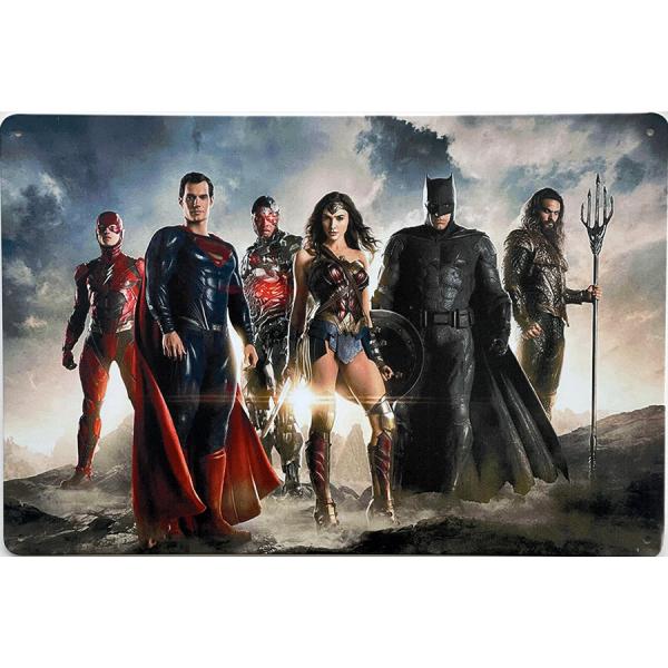 『ジャスティス・リーグ』Justice League   映画ポスター　 アメリカ雑貨　レトロ調　メタルサイン　ブリキ看板　インテリア　20x30cm