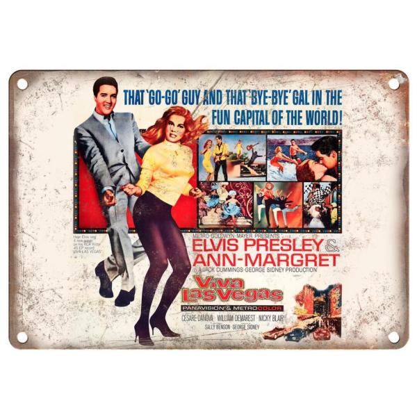 「ラスベガス万才」Viva Las Vegas エルヴィス・プレスリー 映画ポスター アメリカ雑貨 メタルサイン ブリキ看板 金属 インテリア 20x30cm