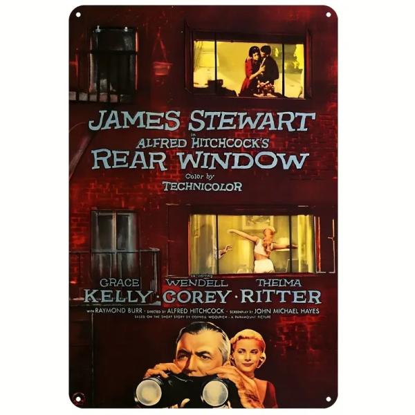 『裏窓』ヒッチコック作品 1954年サスペンス映画ポスター メタルサイン ブリキ看板 インテリア雑貨 お部屋 お店 バー 飾り物 20x30cm