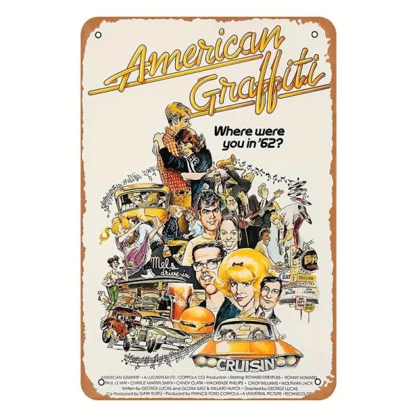 『アメリカン・グラフィティ』1973年映画ポスター　 メタルサイン　ブリキ看板　インテリア雑貨　お部屋　お店　バー　飾り物　20x30cm