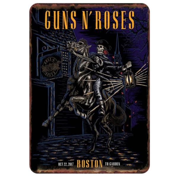 ガンズ・アンド・ローゼズ  Guns N' Roses GN'R  2017  ロックバンド　アメリカ雑貨★レトロ調★ブリキ看板/飾り/バー/レストラン/カフェ 20x30cm
