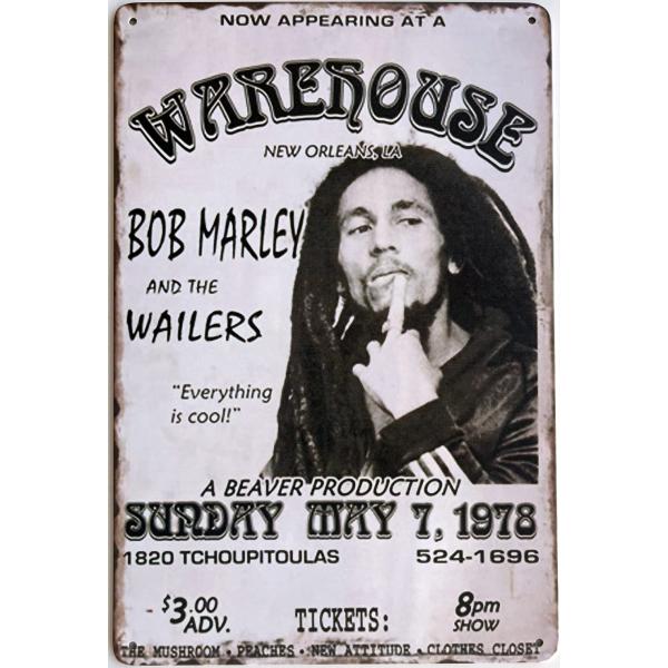 ボブ・マーリー Bob Marley  歌手 1978年コンサートポスター　 アメリカ雑貨★レトロ調★アメリカンブリキ看板/飾り/バー/レストラン/カフェ/喫茶店/20cm*30cm
