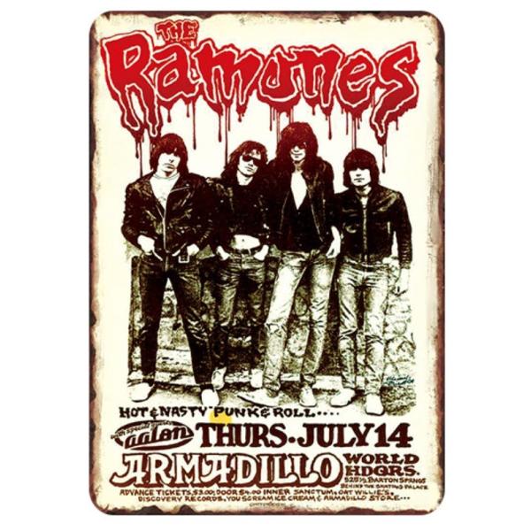 ラモーンズ Ramones  パンク・ロックバンド アメリカ雑貨★レトロ調★ブリキ看板/飾り/バー/レストラン/カフェ 20x30cm
