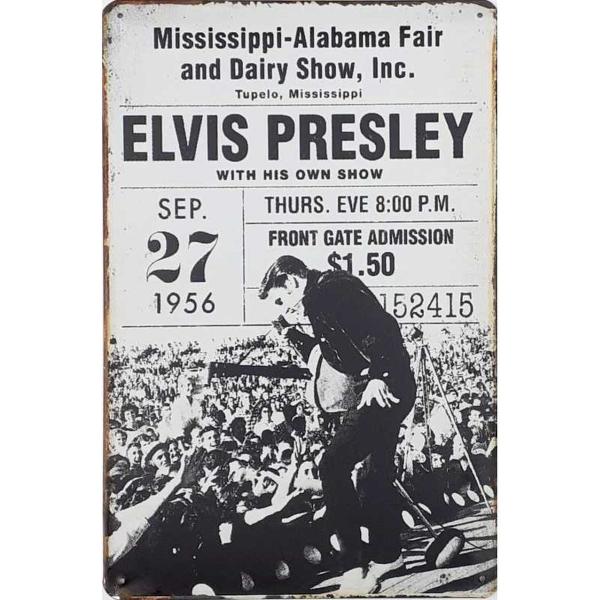 1956年　エルヴィス・プレスリー Elvis コンサート  ポスター　 アメリカ雑貨　壁飾り　インテリア　金属  ブリキ看板/飾り/バー/レストラン/カフェ  20x30cm