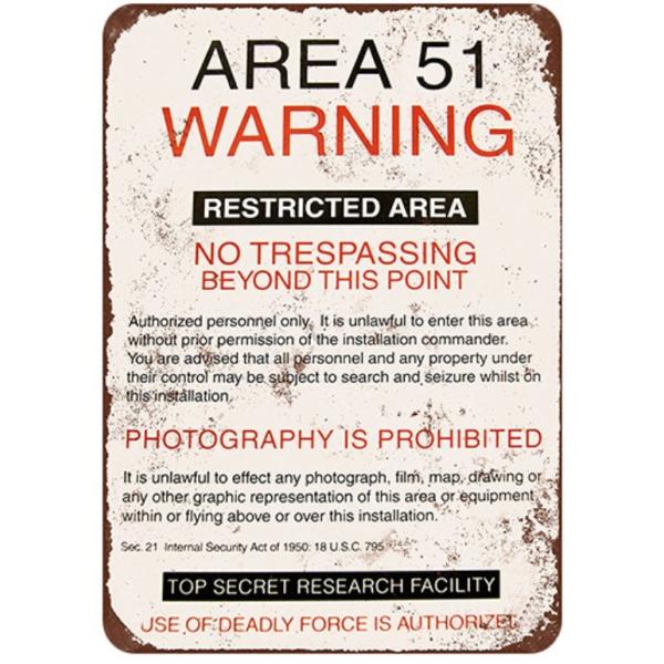 AREA51 エリア51 注意警告看板 アメリカ雑貨☆レトロ調☆アメリカン