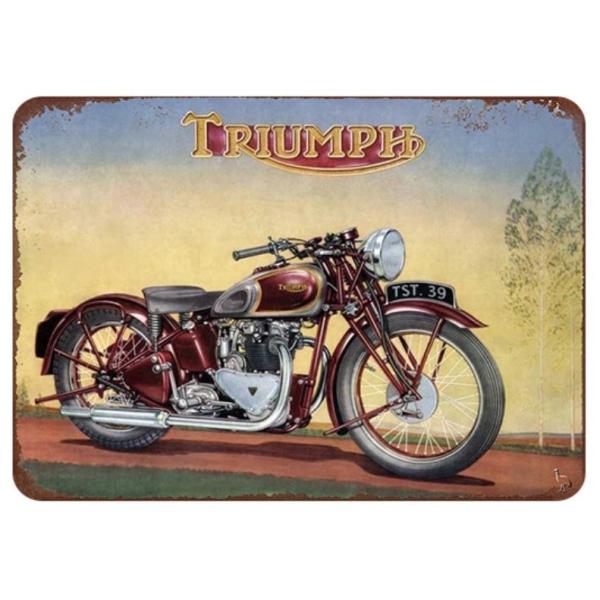 トライアンフ TRIUMPH  TST39 オートバイ  バイク　アメリカン雑貨★レトロ調★メタルサイン　ブリキ看板/飾り/バー/レストラン/カフェ/喫茶店