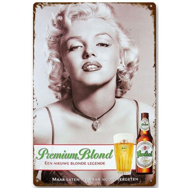 オランダ ビール グロールシュ  Grolsch  マリリン・モンロー★アメリカ雑貨　レトロ調　ブリキ看板 /飾り/バー/レストラン/カフェ/喫茶店　インテリア　20x30cm