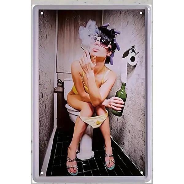 トイレ　ビール　タバコ　女性　ブリキ看板　金属飾り物　 メタルサイン　インテリア雑貨　 　ブリキ看板　20cmx30cm