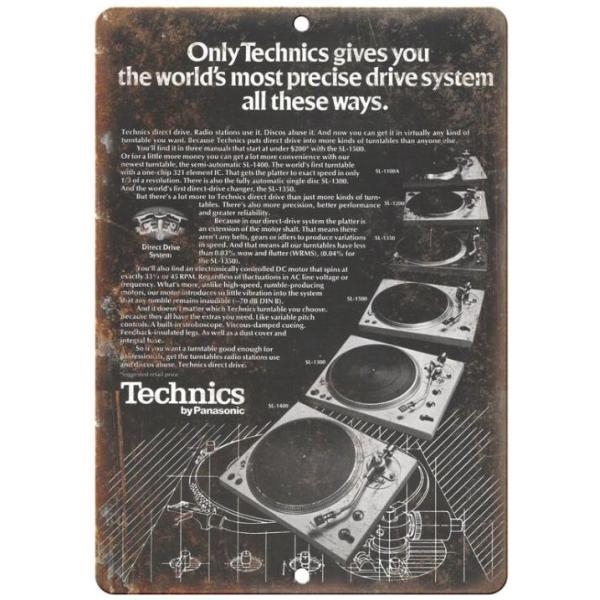 Technics テクニクス レコードプレーヤー ポスター☆レトロ調☆ブリキ