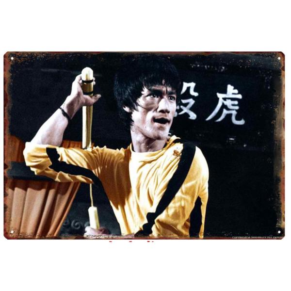 ブルース・リー Bruce Lee　武術家 俳優　截拳道　アメリカ雑貨　★レトロ調★ブリキ看板/飾り/バー/レストラン/カフェ/喫茶店/20cm*30cm