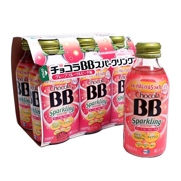 チョコラBBスパークリング　グレープフルーツ＆ピーチ味　140mL　1セット（6本入）　エーザイ　栄養ドリンク