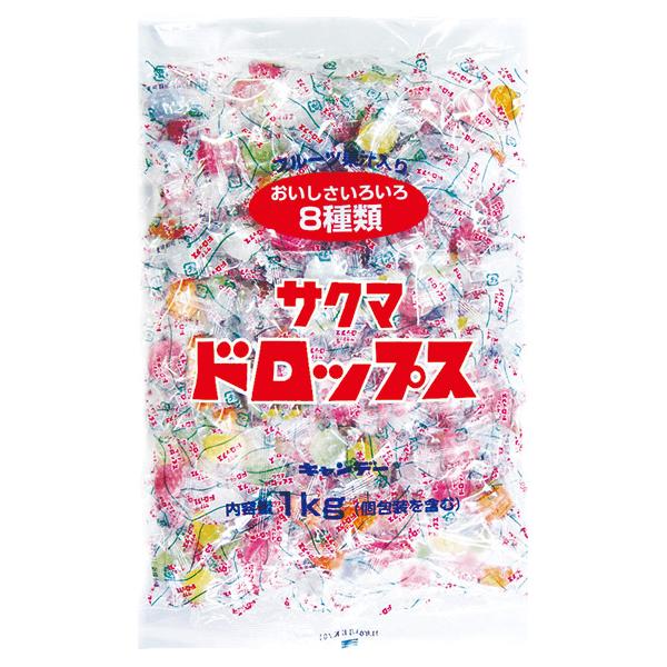 ★まとめ買い★　サクマ製菓　袋入りドロップス　1ｋｇ　×10個【イージャパンモール】 ☆まとめ買い☆ サクマ製菓 袋入りドロップス 1kg ×10個【イー