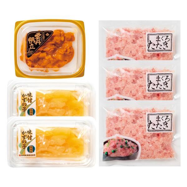 【送料無料】うにほたて醤油入・数の子・まぐろたたき詰合せ　５５５０−５０ｃ　５５５０−５０ｃ【ギフト館】