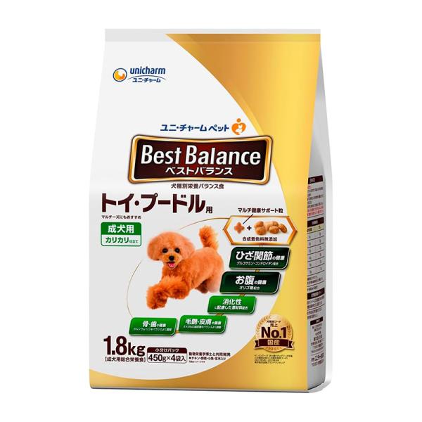 他サイト： ユニ・チャーム ペット ベストバランス カリカリ仕立て トイ・プードル用 成犬用 1.8kg ドッグフード 4520699675960の商品画像