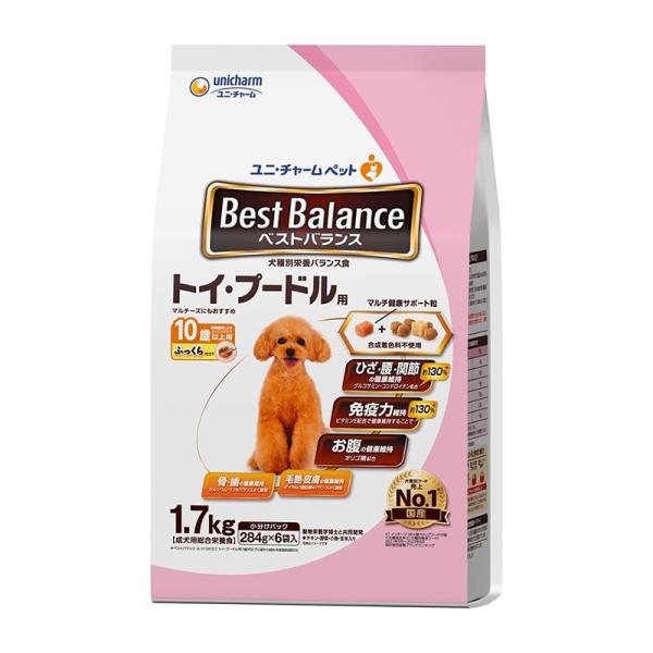 他サイト： ユニ・チャーム ペット ベストバランス ふっくら仕立て トイ・プードル用 10歳以上用 1.7kg ドッグフード 4520699682029の商品画像