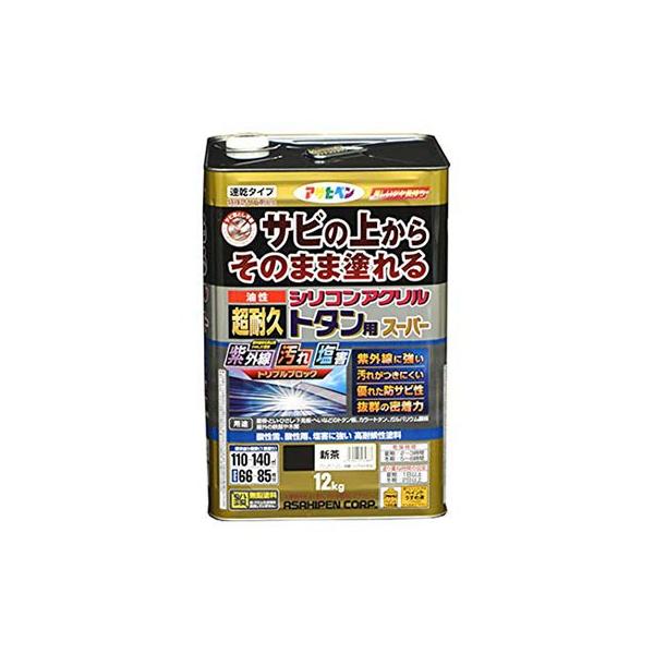 アサヒペン 油性超耐久シリコンアクリルトタン用 １２ＫＧ 新茶 お取り寄せ商品 （サビ　錆の上から高光沢塗料 紫外線劣化防止剤 配合 耐候性 ペンキ)