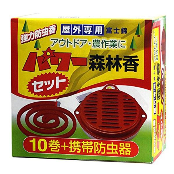他サイト： コダマ 富士錦 パワー森林香（赤函）10巻入＋携帯防虫器セット 蚊取り線香　4971833015058の商品画像