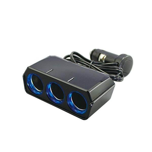 他サイト： 槌屋ヤック 車内用品 電源ソケット リングライトソケット トリプルセパレート ブラック コード長1m PZ-738 4979969009774の商品画像
