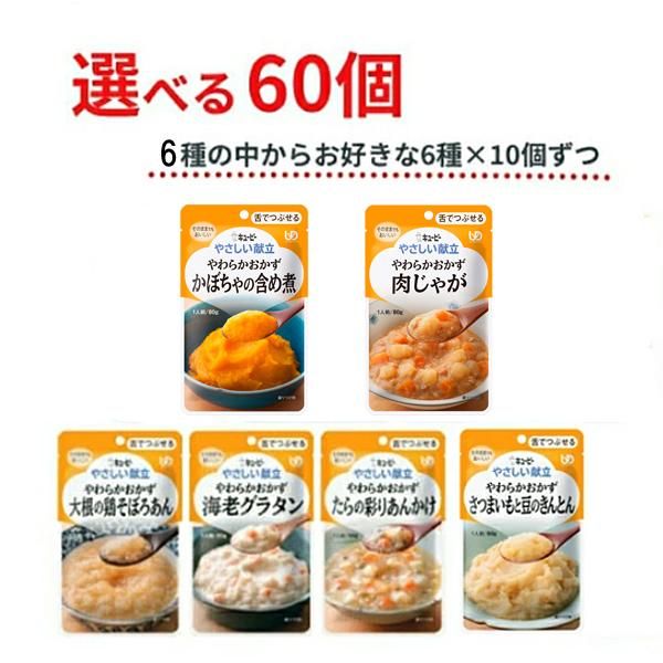 介護食 区分3 選べる 6種×10個 セット やさしい献立 Y3 やわらかおかず 60個 舌でつぶせる まとめ買い 介護用品